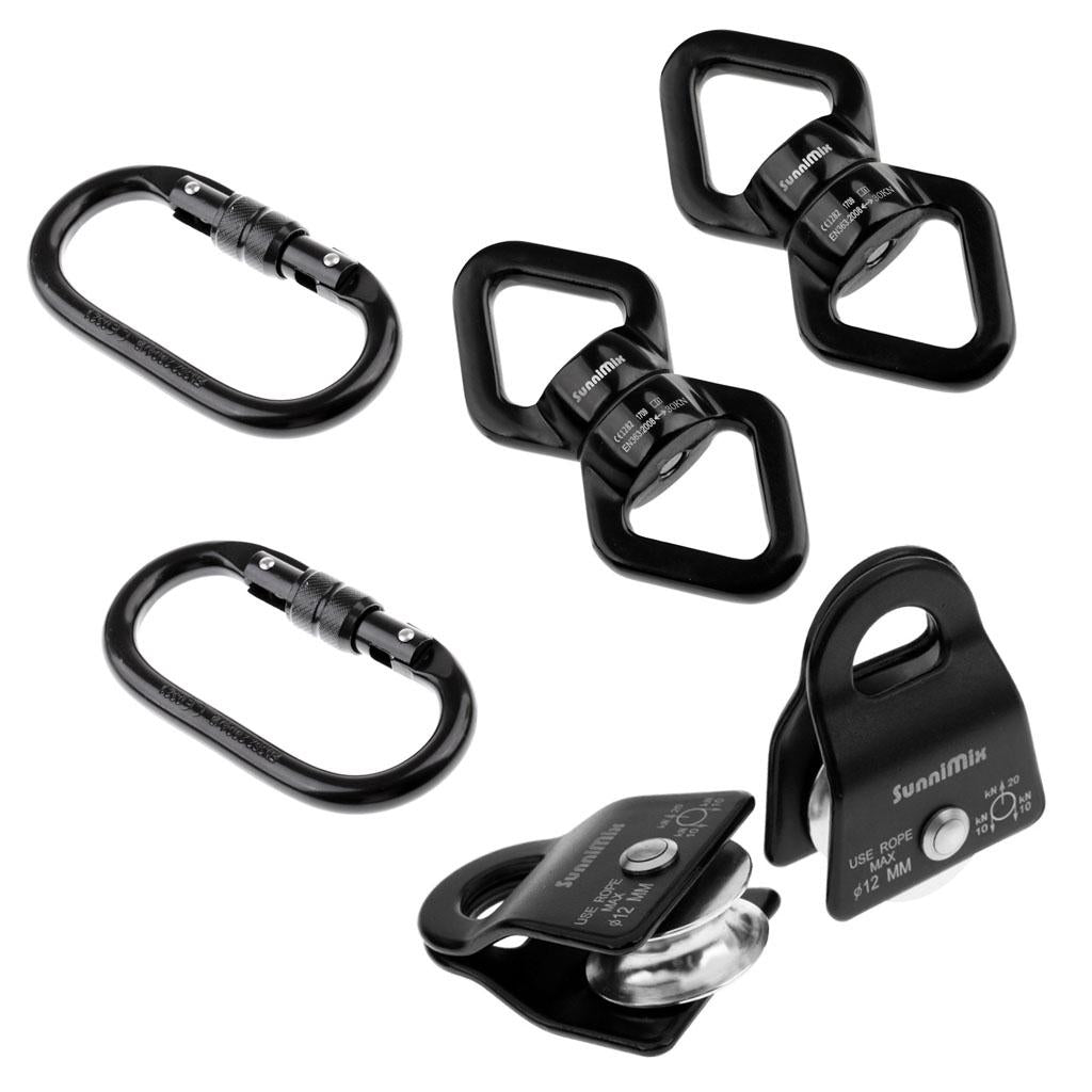 Climbing Aerial Dance 2 Swivel Rope Connector with 2 Pulley and 2 Carabiner