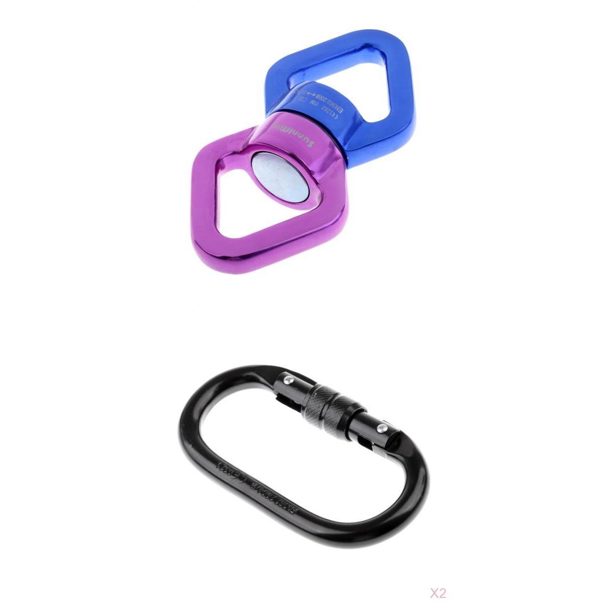 30KN Swivel Rope Connector with 2 Carabiner for Rock Climbing Aerial Dance