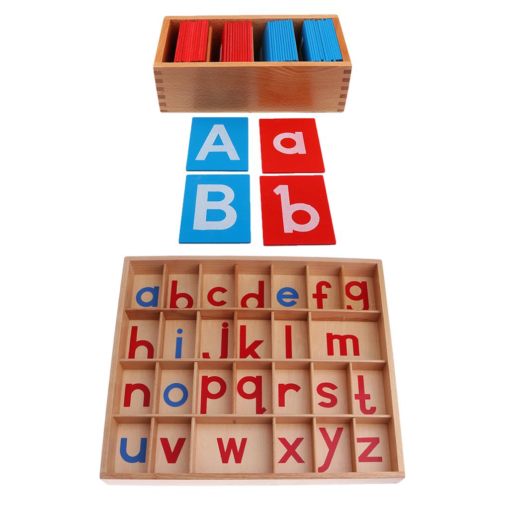 2 Set Montessori Movable Alphabets Box Letters Wooden for Children Education