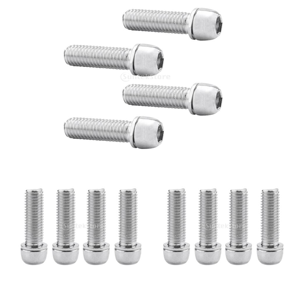 12Pcs Bicycle Stem Screws Water Bottle Cage Bolts Socket Screws Silver M7