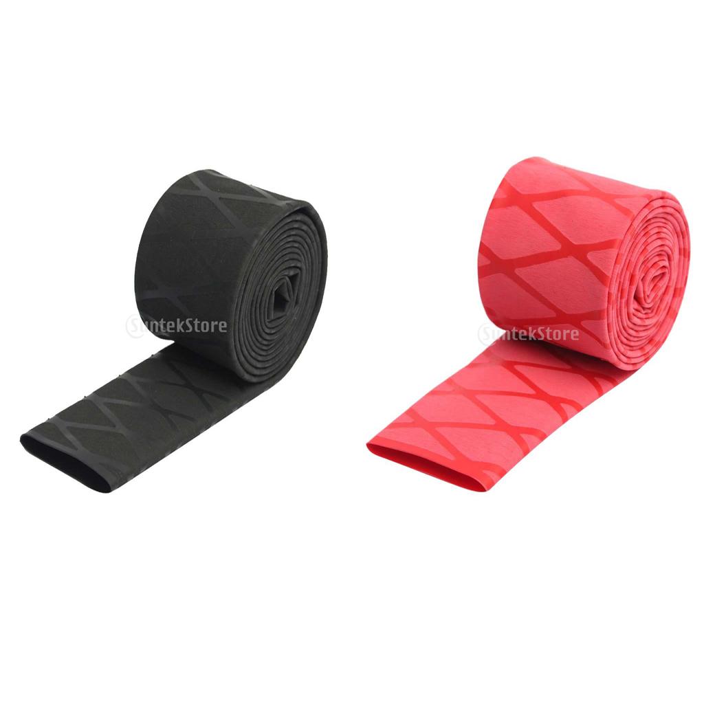 2pcs Non-Slip Heat Shrink Tubing Grip Fishing Rod Racket Sleeves Black Red