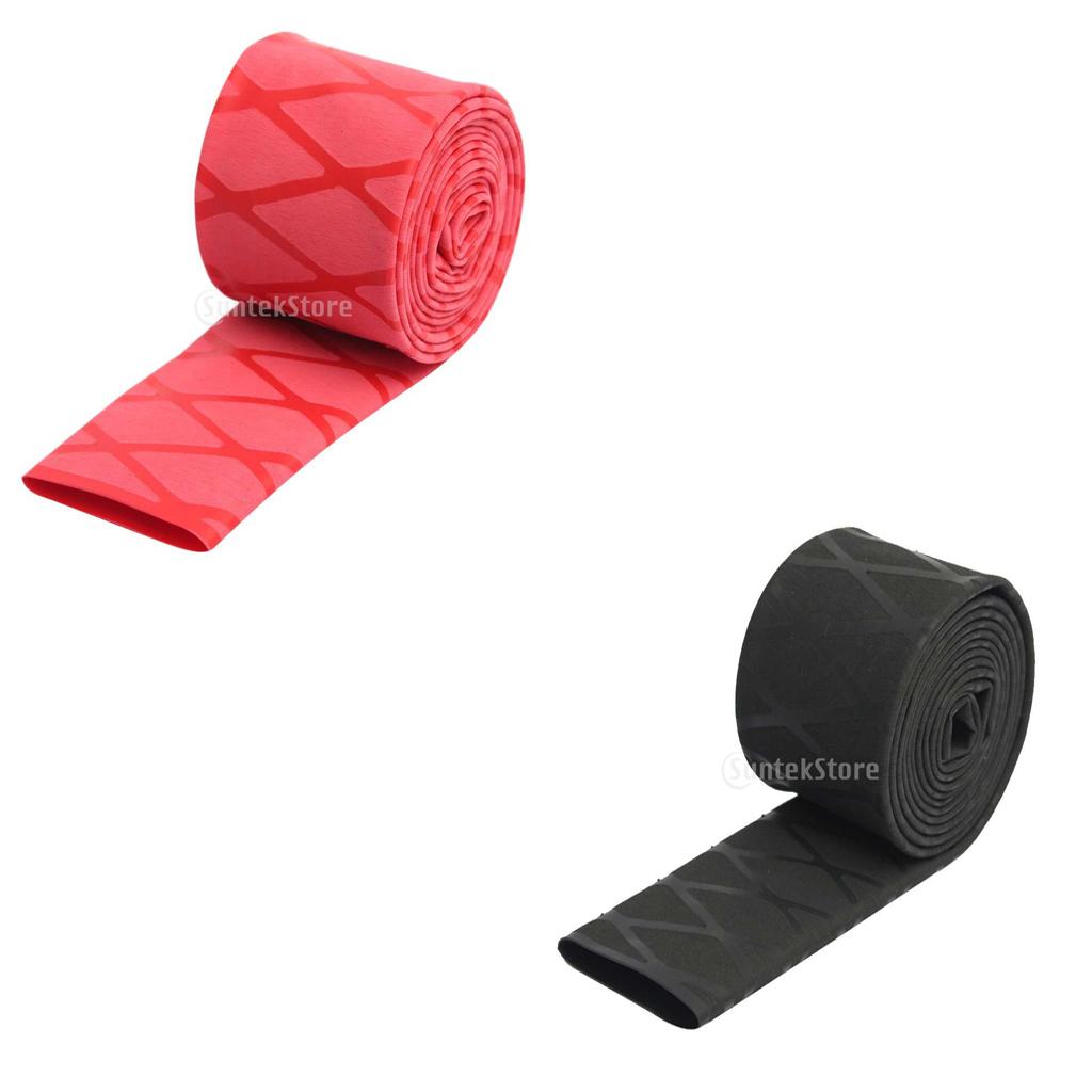 2pcs Non-Slip Heat Shrink Tubing Grip Fishing Rod Racket Sleeves Black Red
