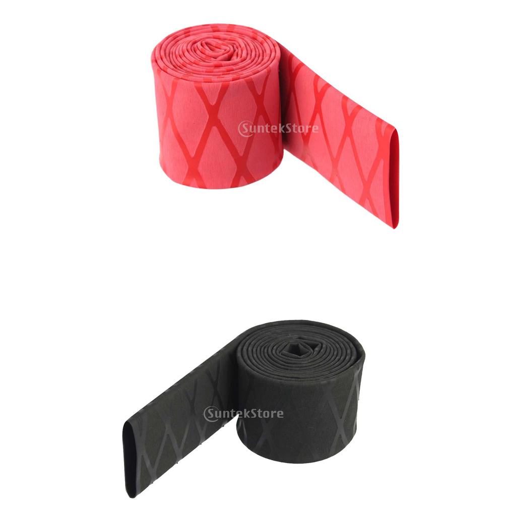 2pcs Non-Slip Heat Shrink Tubing Grip Fishing Rod Racket Sleeves Black Red