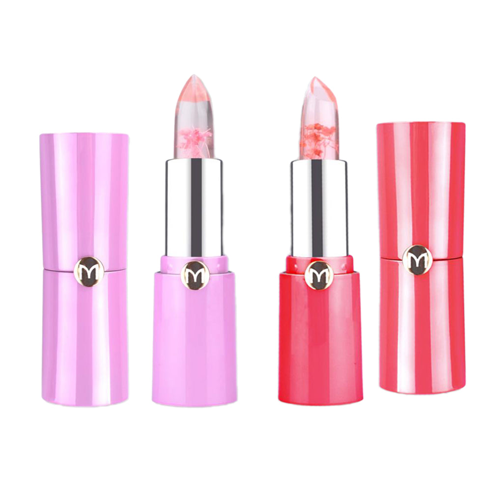 Clear Jelly Temperature Change Color Lipstick Flower Inside Pink Shade #2#3