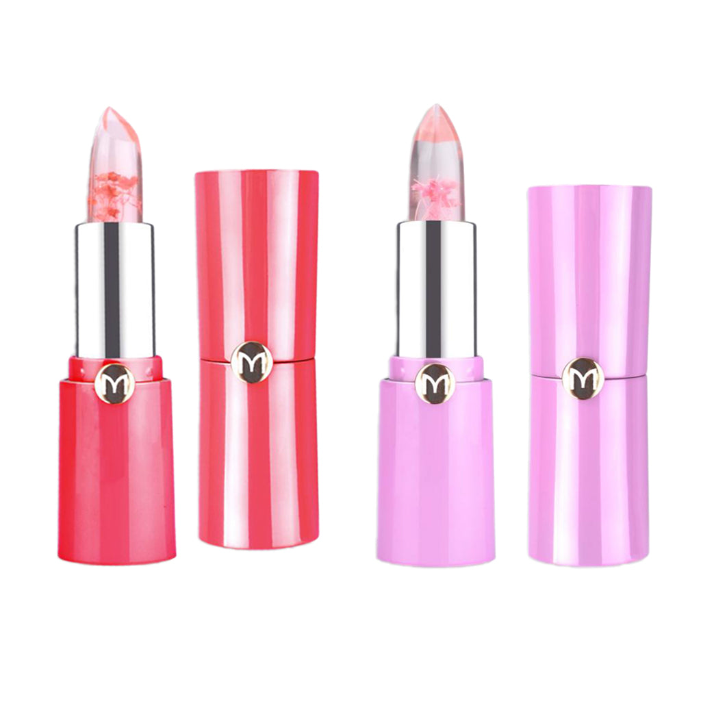 Clear Jelly Temperature Change Color Lipstick Flower Inside Pink Shade #2#3