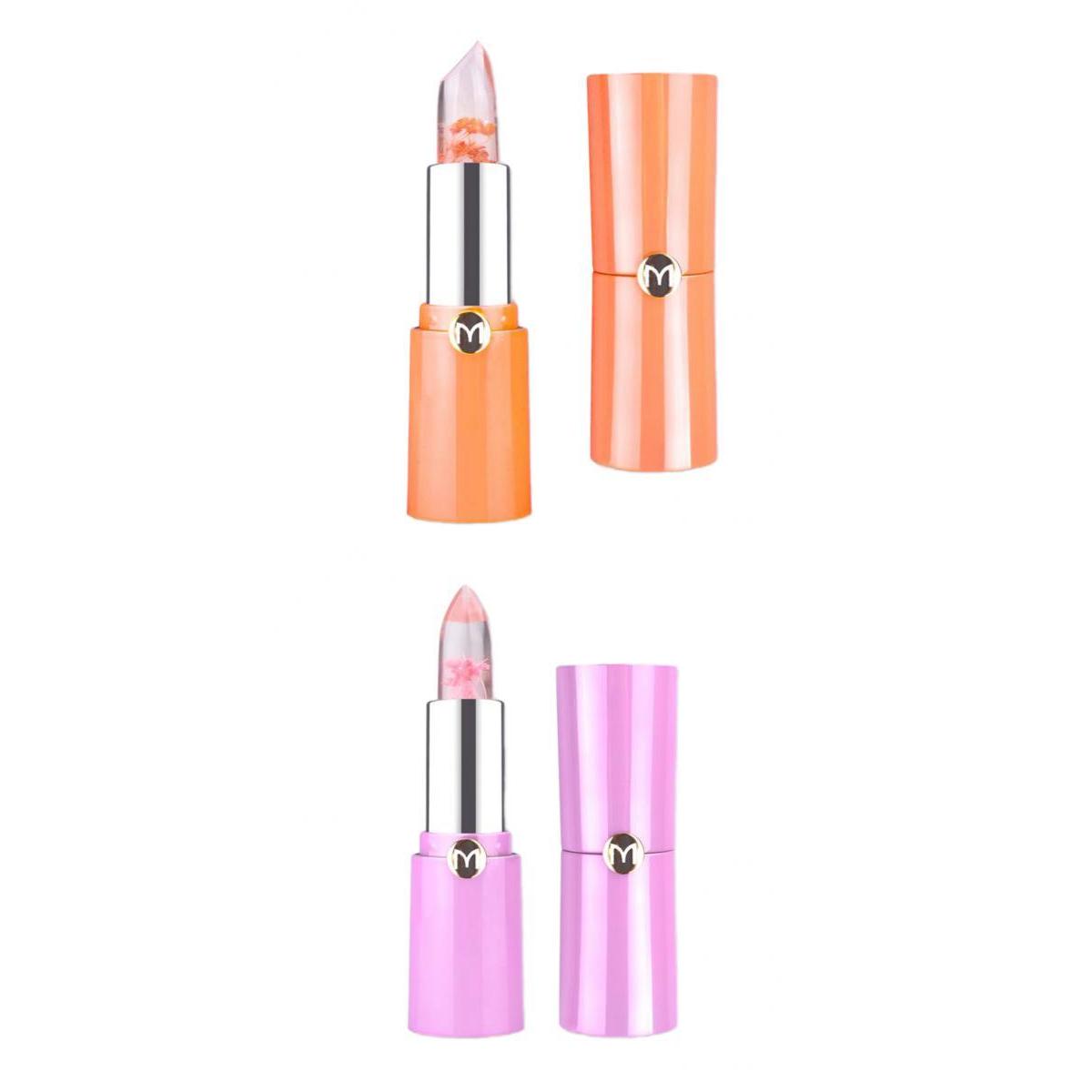 Clear Jelly Temperature Change Color Lipstick Flower Inside Pink Shade #1#3