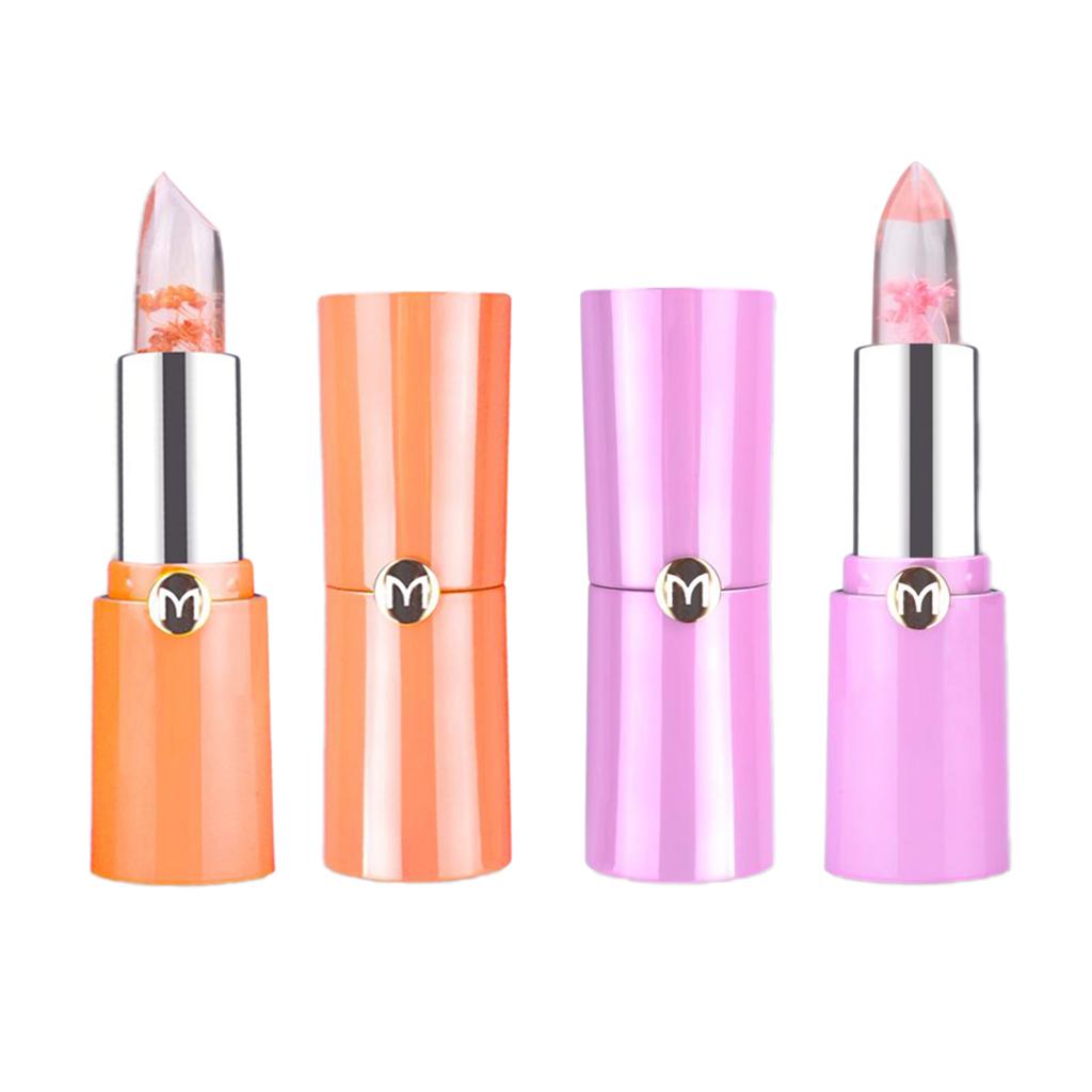 Clear Jelly Temperature Change Color Lipstick Flower Inside Pink Shade #1#3
