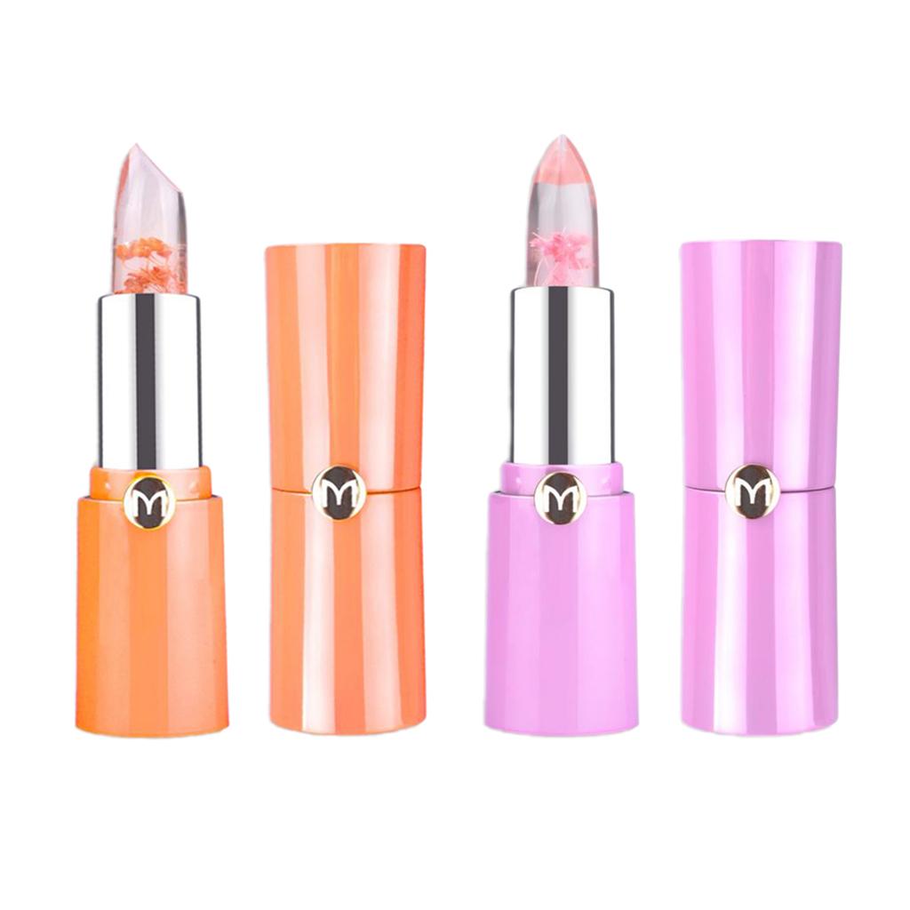 Clear Jelly Temperature Change Color Lipstick Flower Inside Pink Shade #1#3
