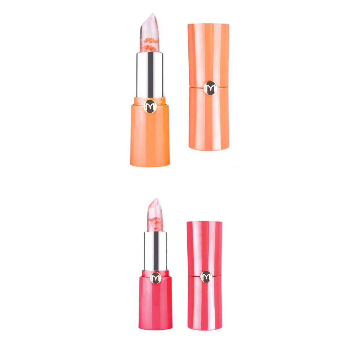 Clear Jelly Temperature Change Color Lipstick Flower Inside Pink Shade #1#2