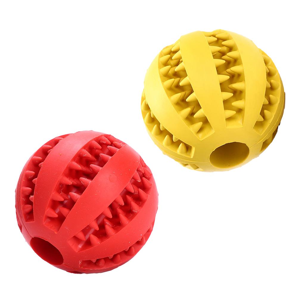 2PCS 7cm Rubber Ball Chew Treat Cleaning Pet Dog Training Teeth Toy