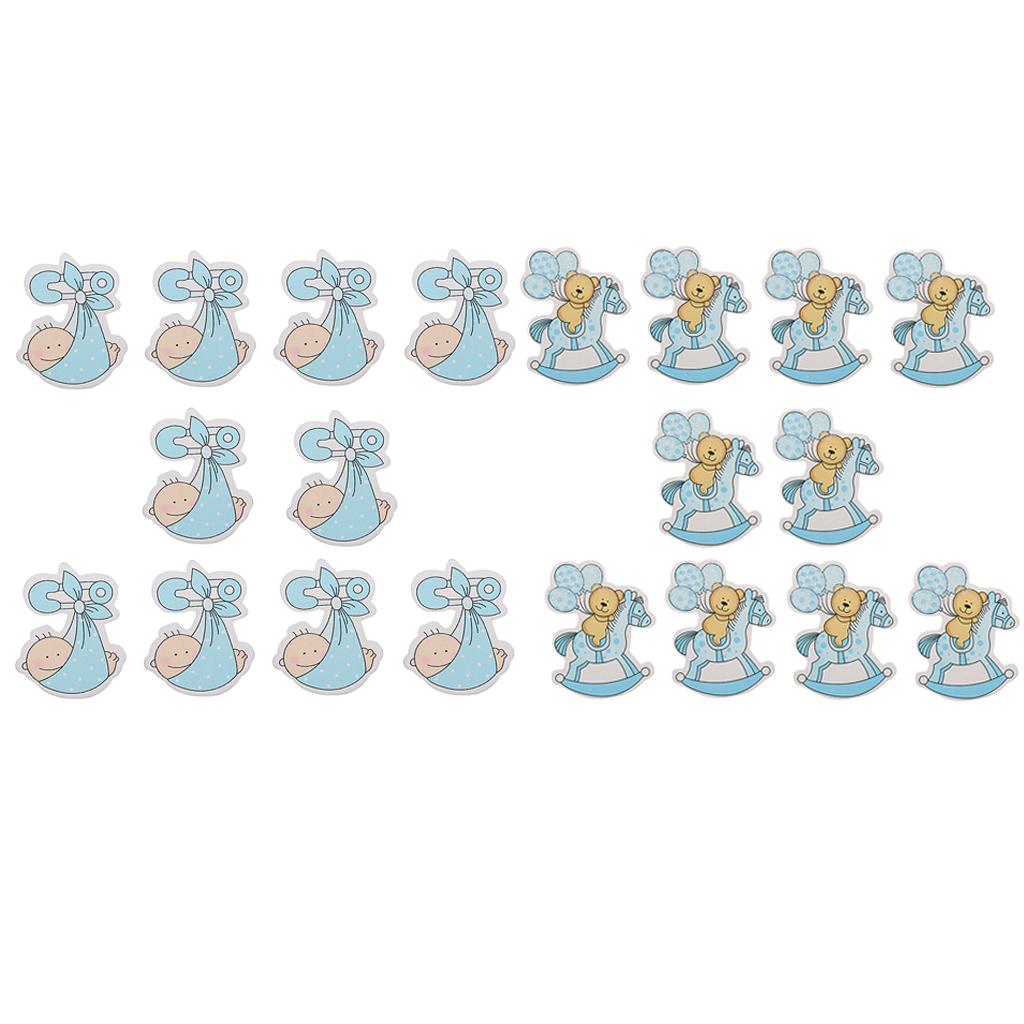 20pcs Wooden Baby Embellishments for Card Making Baby Shower Decor Blue