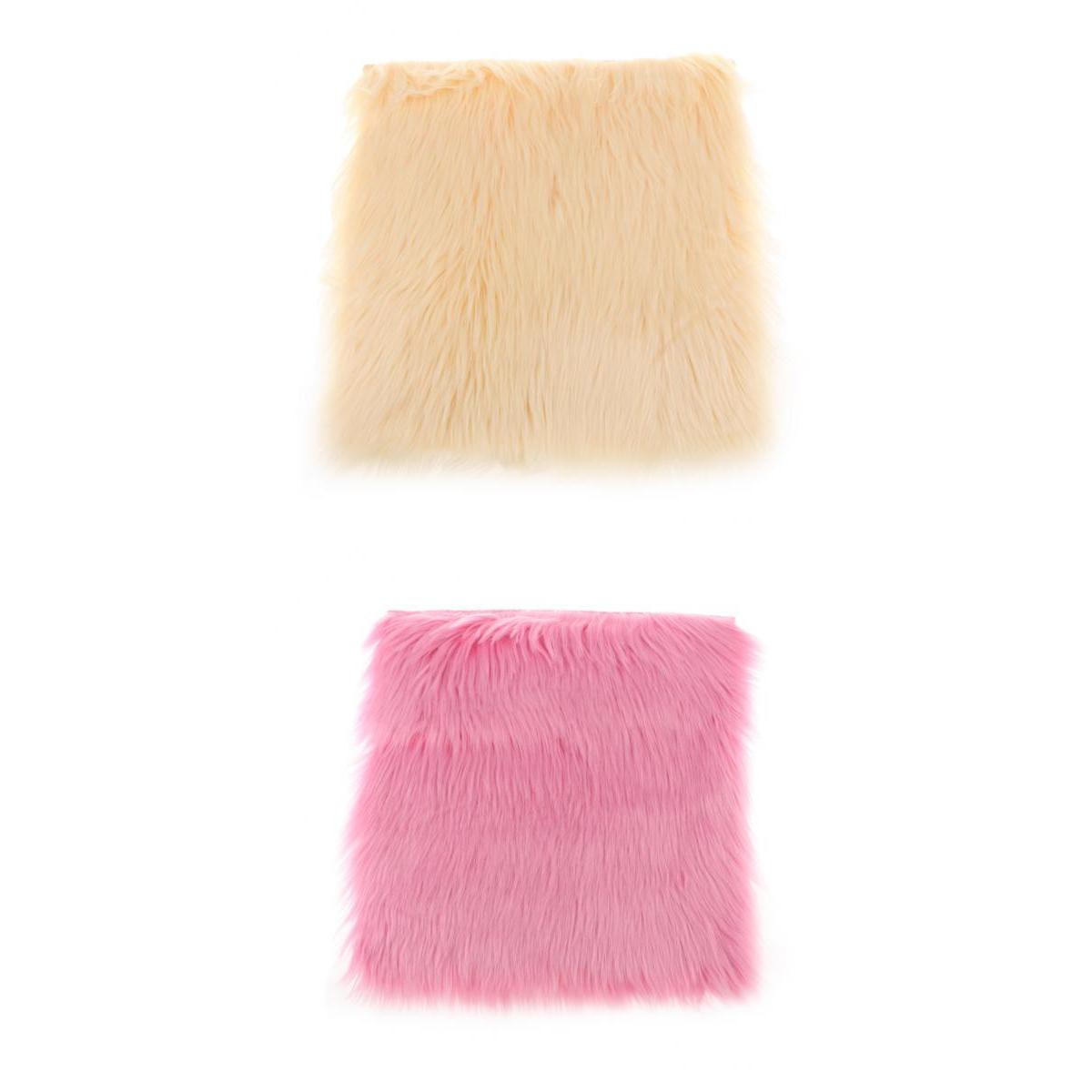 2Pcs 45x45cm Shag Area Rug Seat Cushion Floor Door Mat Bedroom Carpet