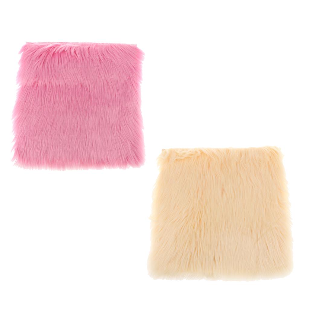 2Pcs 45x45cm Shag Area Rug Seat Cushion Floor Door Mat Bedroom Carpet