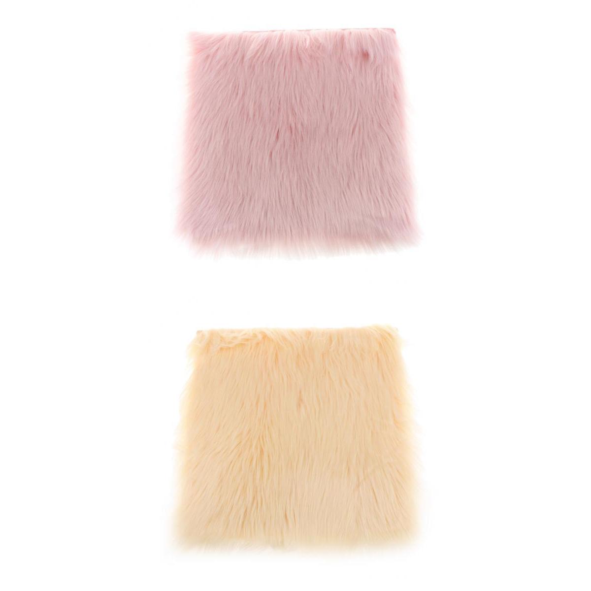 2Pcs 40x40cm Square Shaggy Area Rug Furry Seat Cushion Floor Mat Luxurious