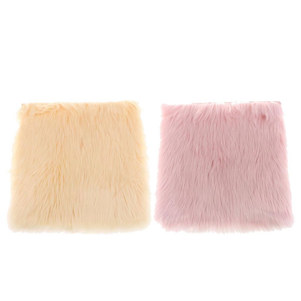 2Pcs 40x40cm Square Shaggy Area Rug Furry Seat Cushion Floor Mat Luxurious
