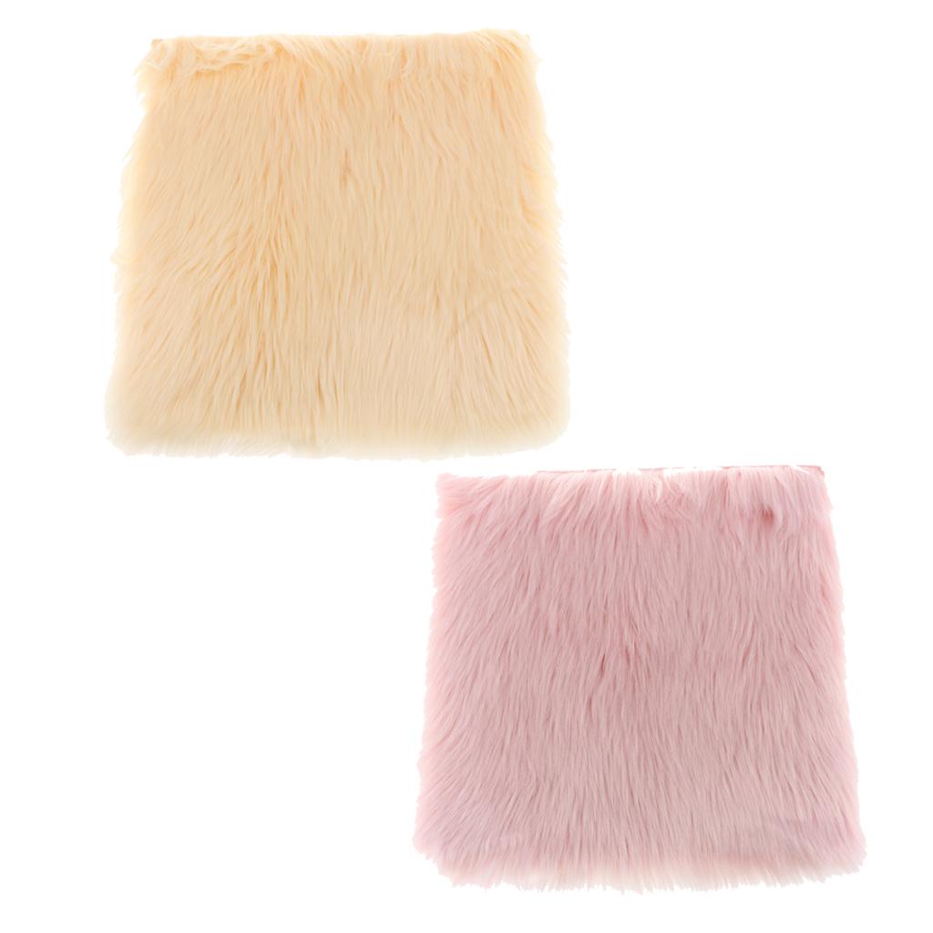 2Pcs 40x40cm Square Shaggy Area Rug Furry Seat Cushion Floor Mat Luxurious