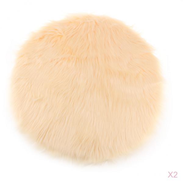 2 Artificial Sheepskin Rug Home Floor Mat Carpet Seat Cushion Beige