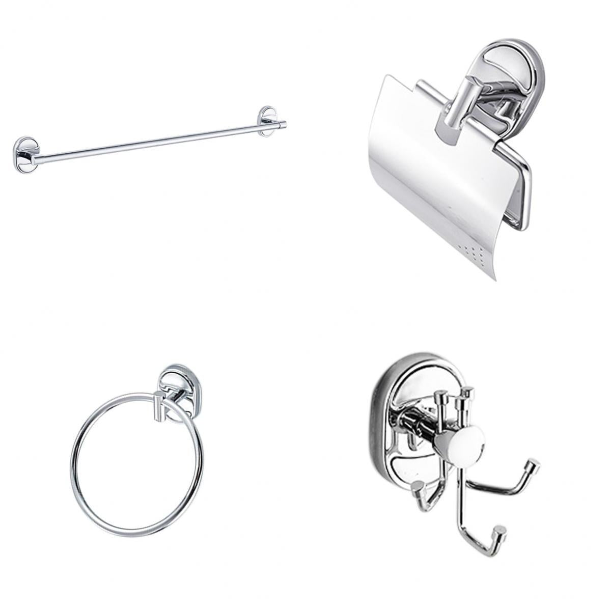 4Pieces Wall Mounted Metal Bathroom Hardware Accessory Set Stainless Steel