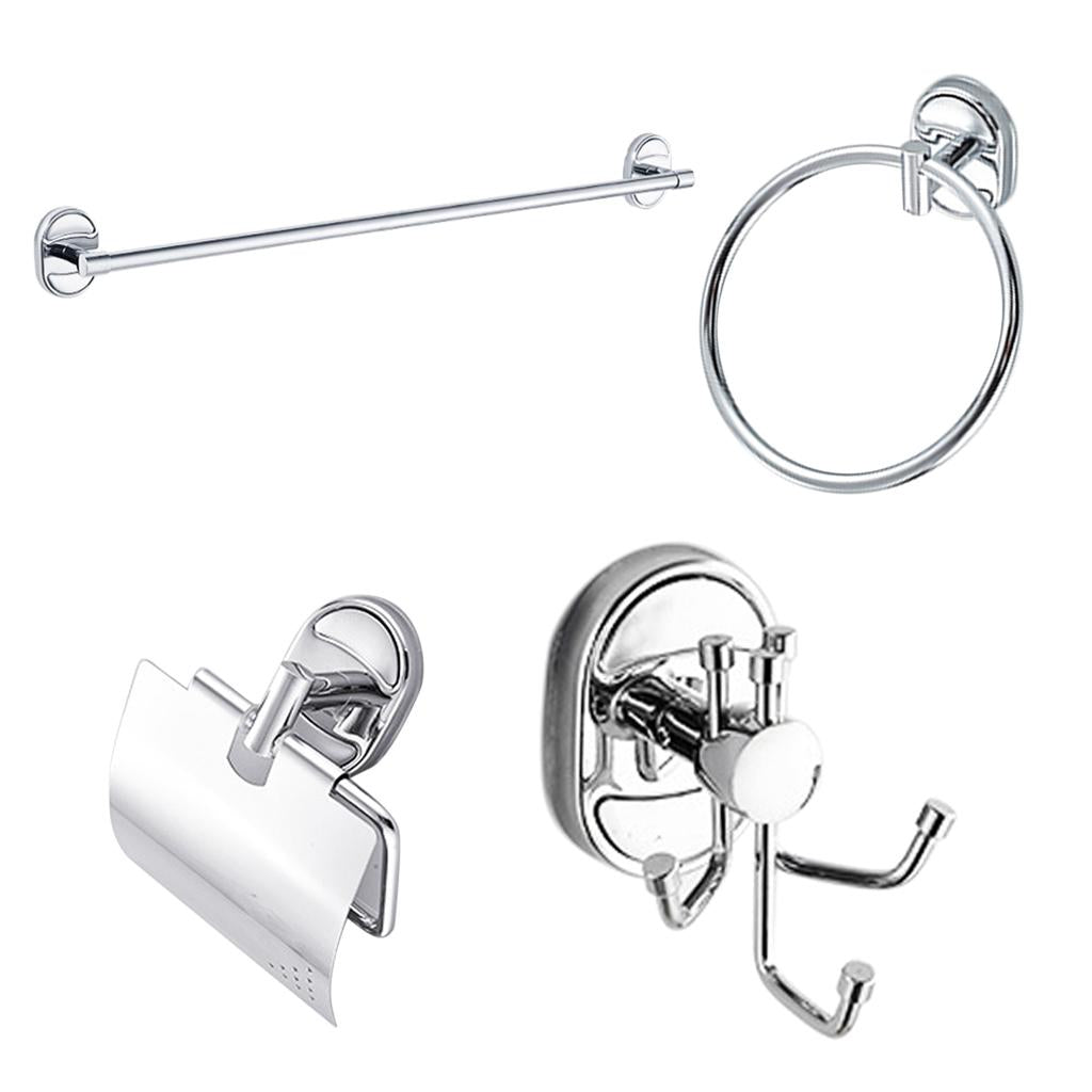 4Pieces Wall Mounted Metal Bathroom Hardware Accessory Set Stainless Steel