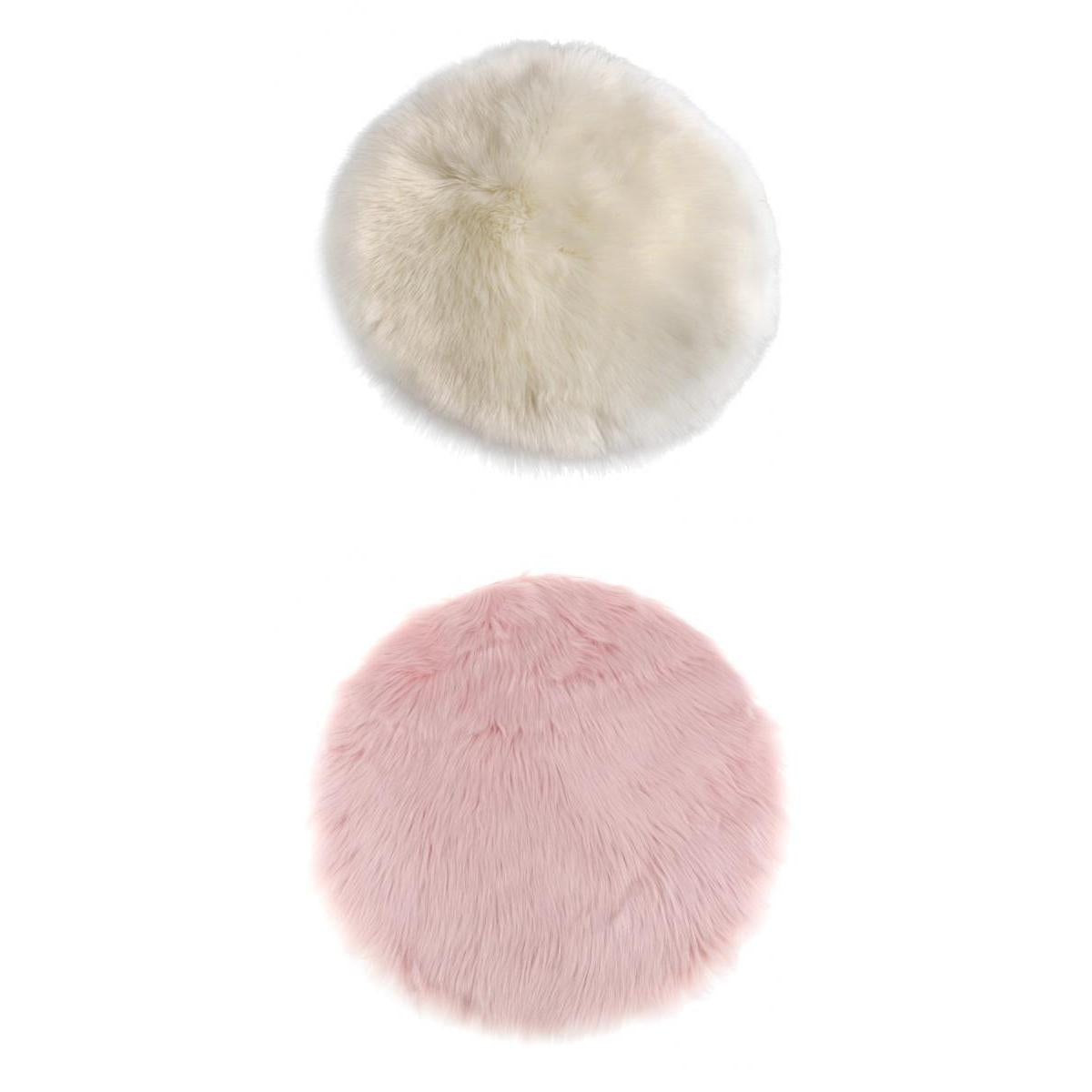 2x Artificial Sheepskin Rug Mat Home Fllor Carpet Seat Cushion Round