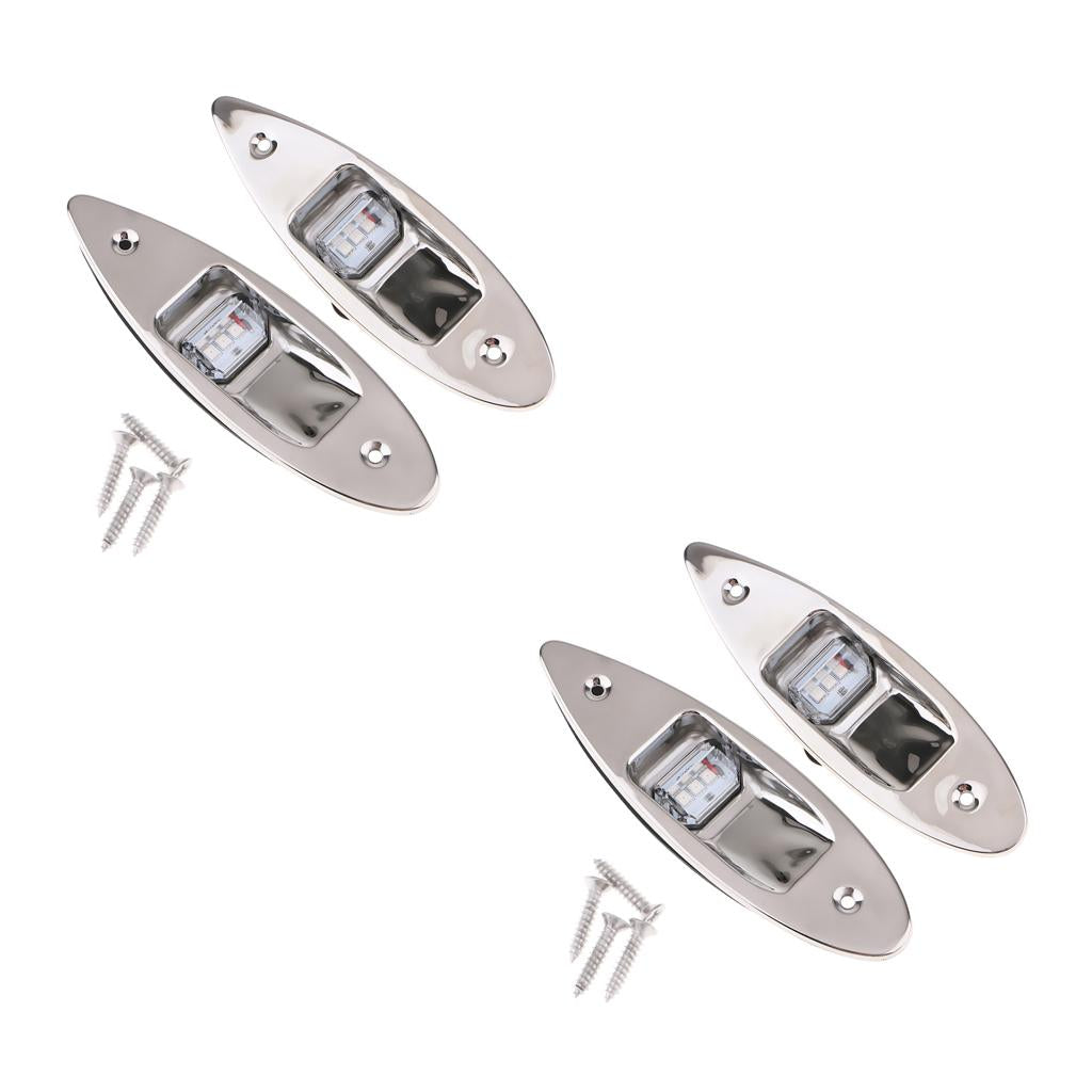 4pcs Red & Green Marine Boat LED Side Navigation Light Flush Mount Side Lamp