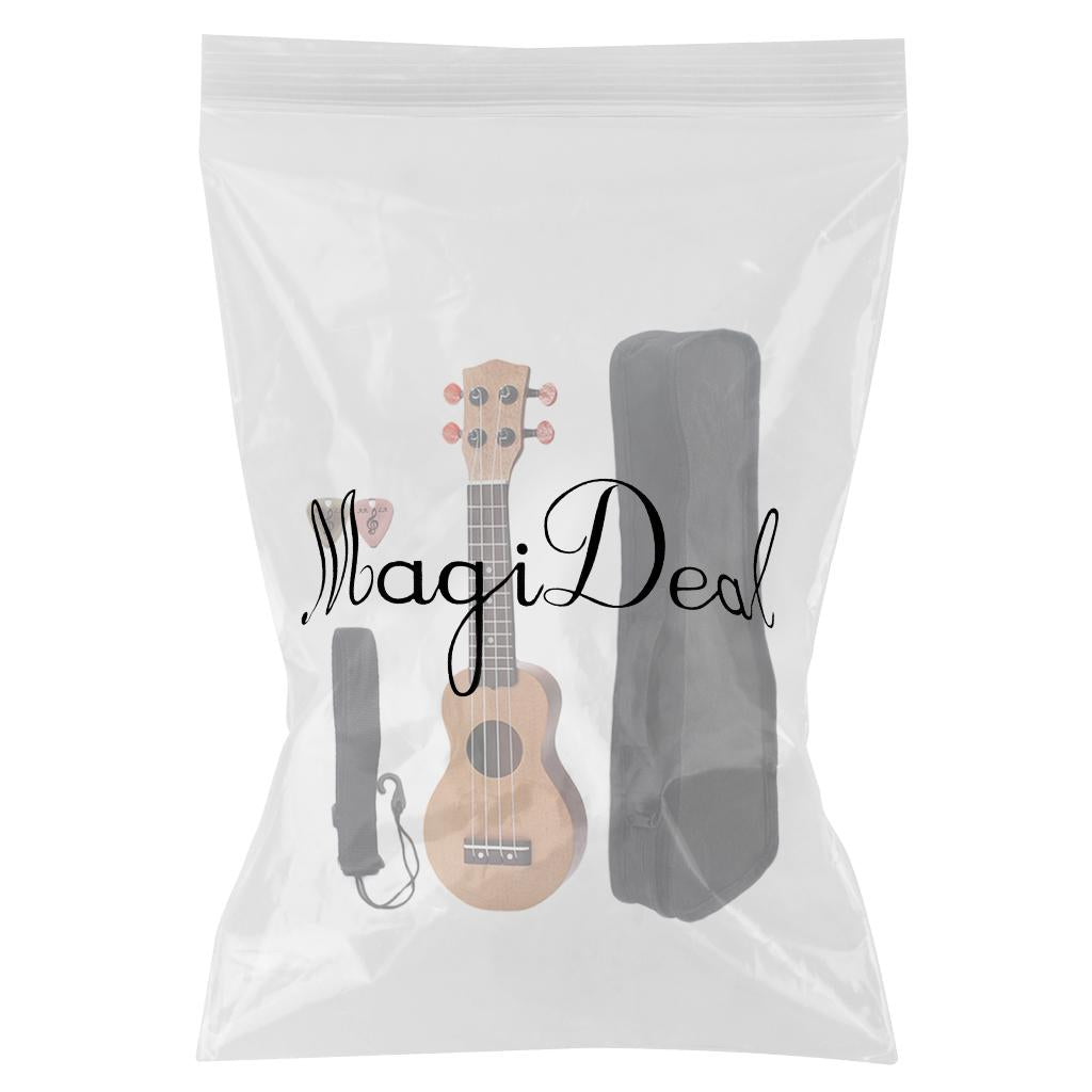 17inch Pocket Ukulele Travel Hawaii 4 Strings Guitar+Metal Guitar Picks