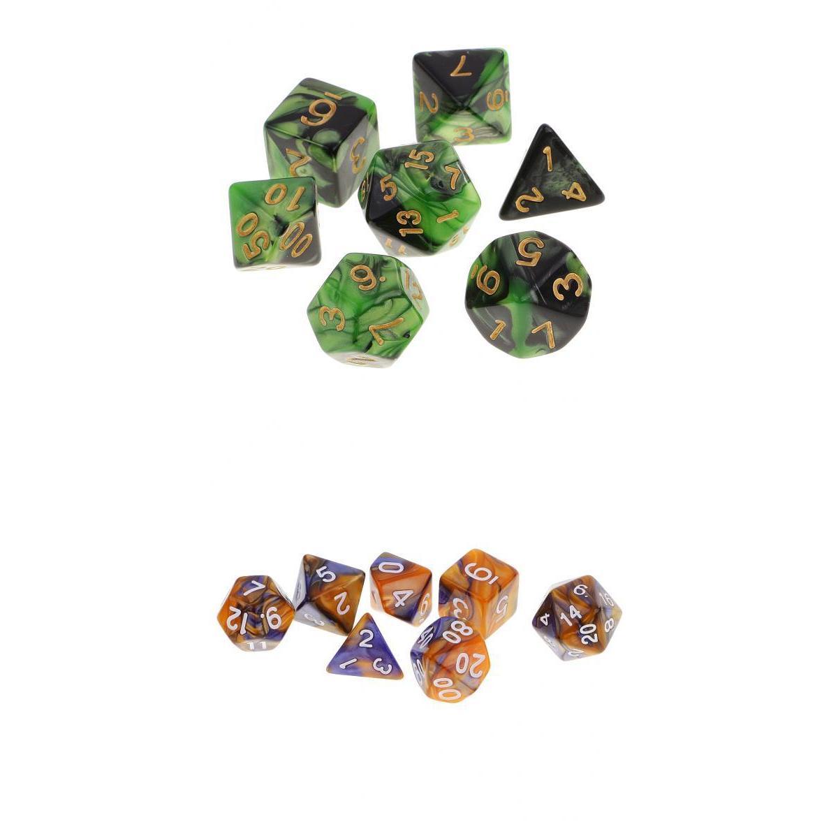 14 Pieces Polyhedral Dices Set for Dungeons and Dragons RPG Board Games