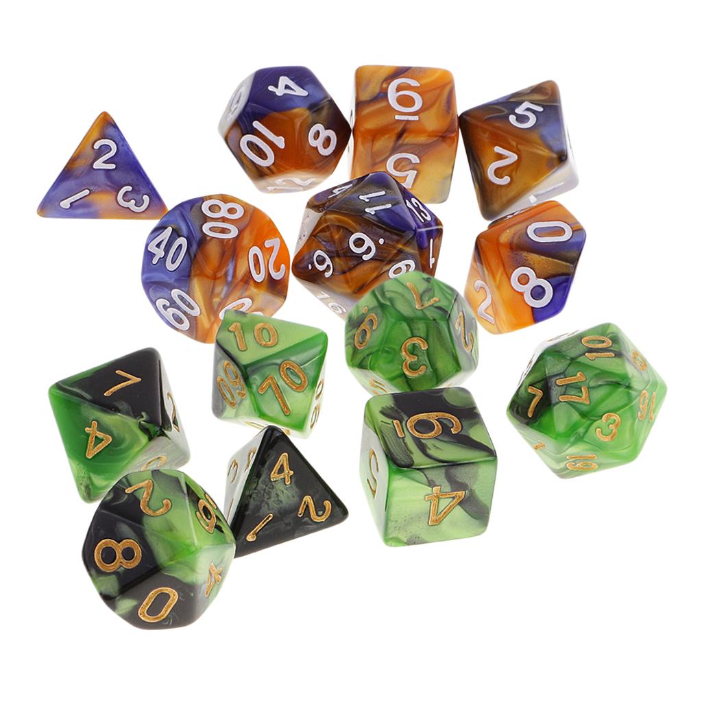 14 Pieces Polyhedral Dices Set for Dungeons and Dragons RPG Board Games
