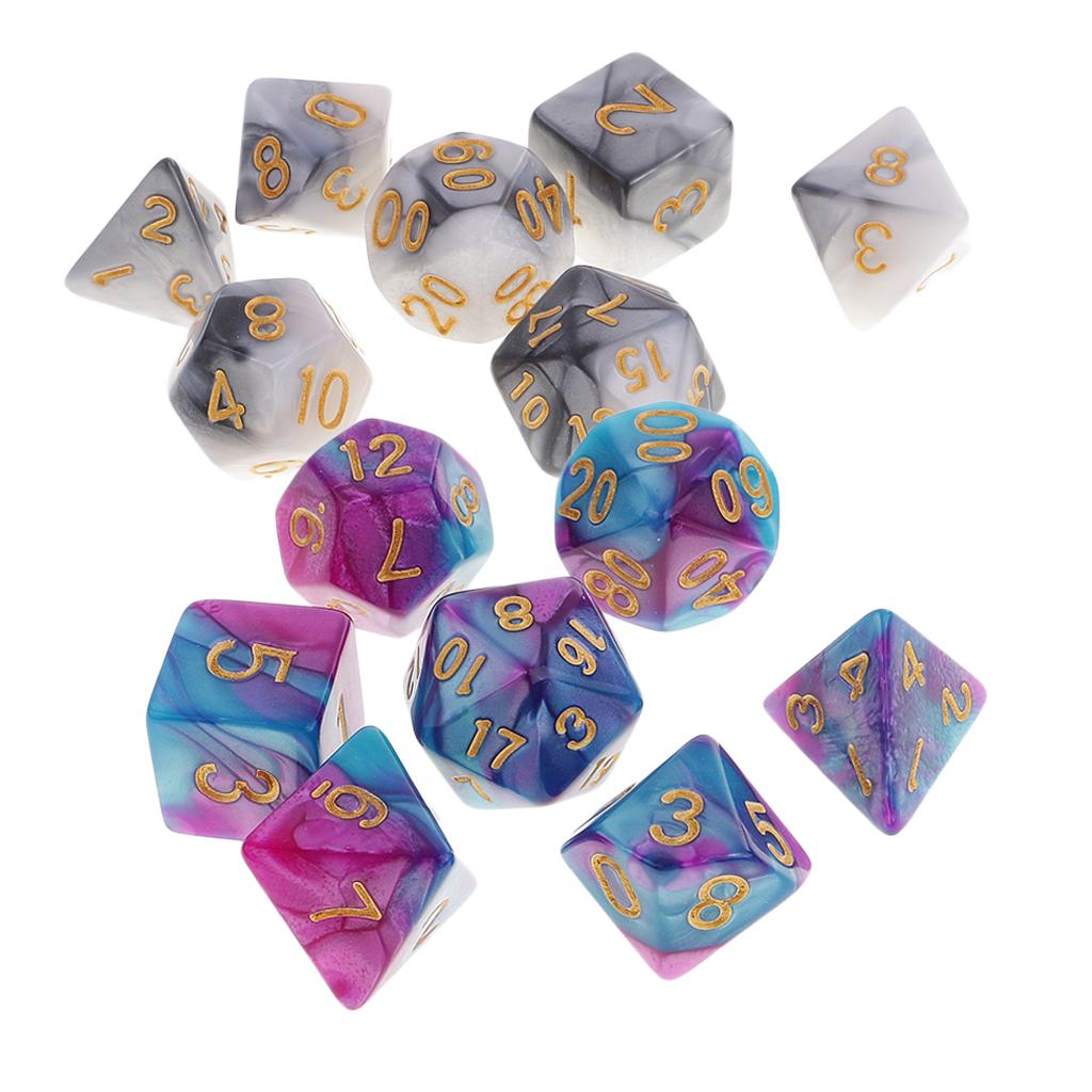 14 Pieces Polyhedral Dice Set for Dungeons and Dragons TRPG Board Games