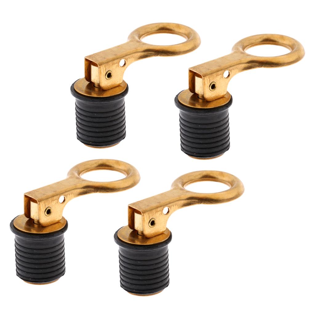 4 Pieces Brass Snap Flip Style Boat Bailer Livewell Hull Drain Plug Fittings