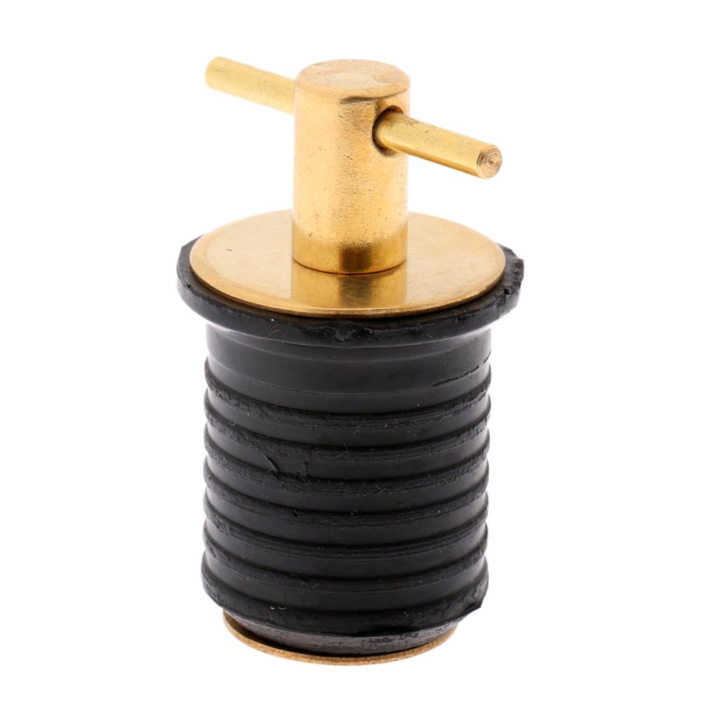 2 Pieces Rubber Brass Twist/Snap Type Boat Hull Baitwell Livewell Drain Plug