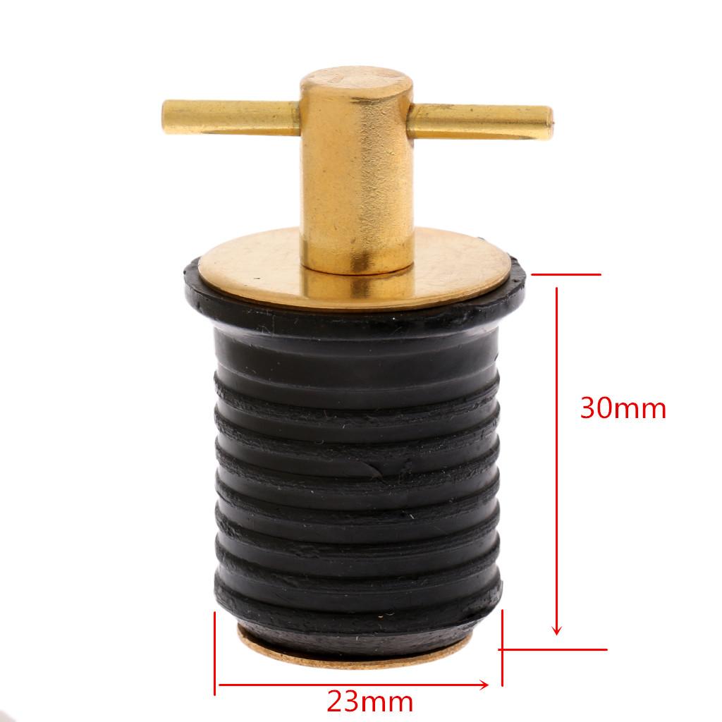 2 Pieces Rubber Brass Twist/Snap Type Boat Hull Baitwell Livewell Drain Plug