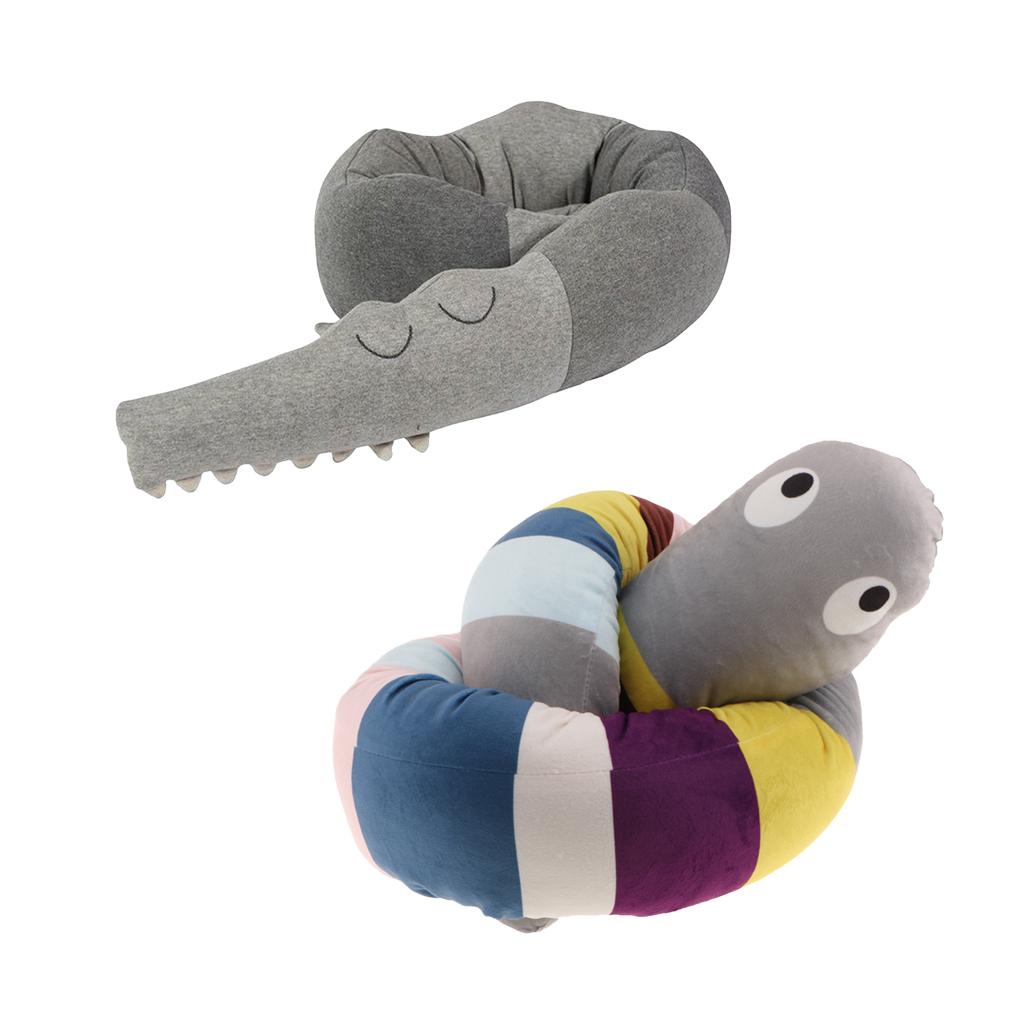 2Pcs Plush Back Cushion Strip Bolster Throw Pillow Props for Baby Appeasing