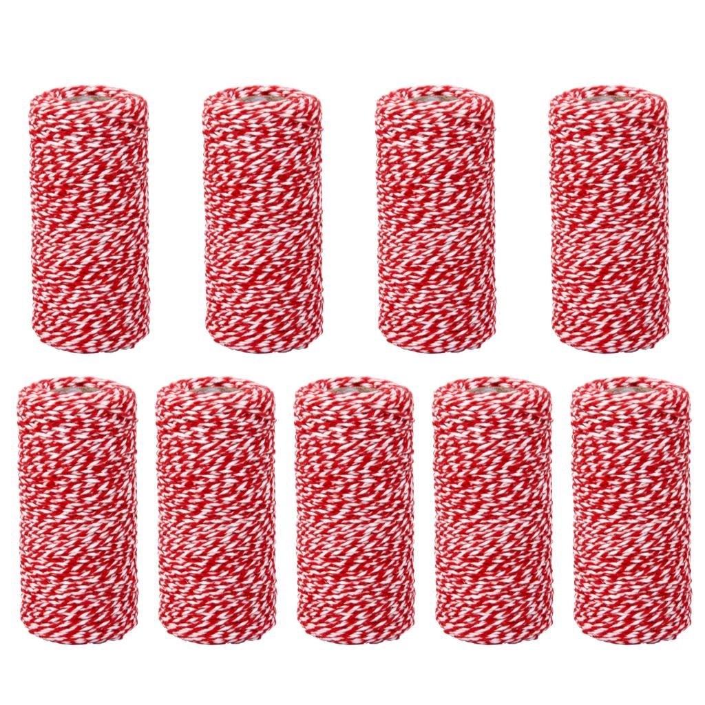 9 Rolls 100M Xmas Gift Cotton Rope Ribbon Twine Rope Cord String Red