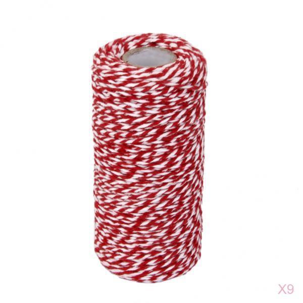 9 Rolls 100M Xmas Gift Cotton Rope Ribbon Twine Rope Cord String Red