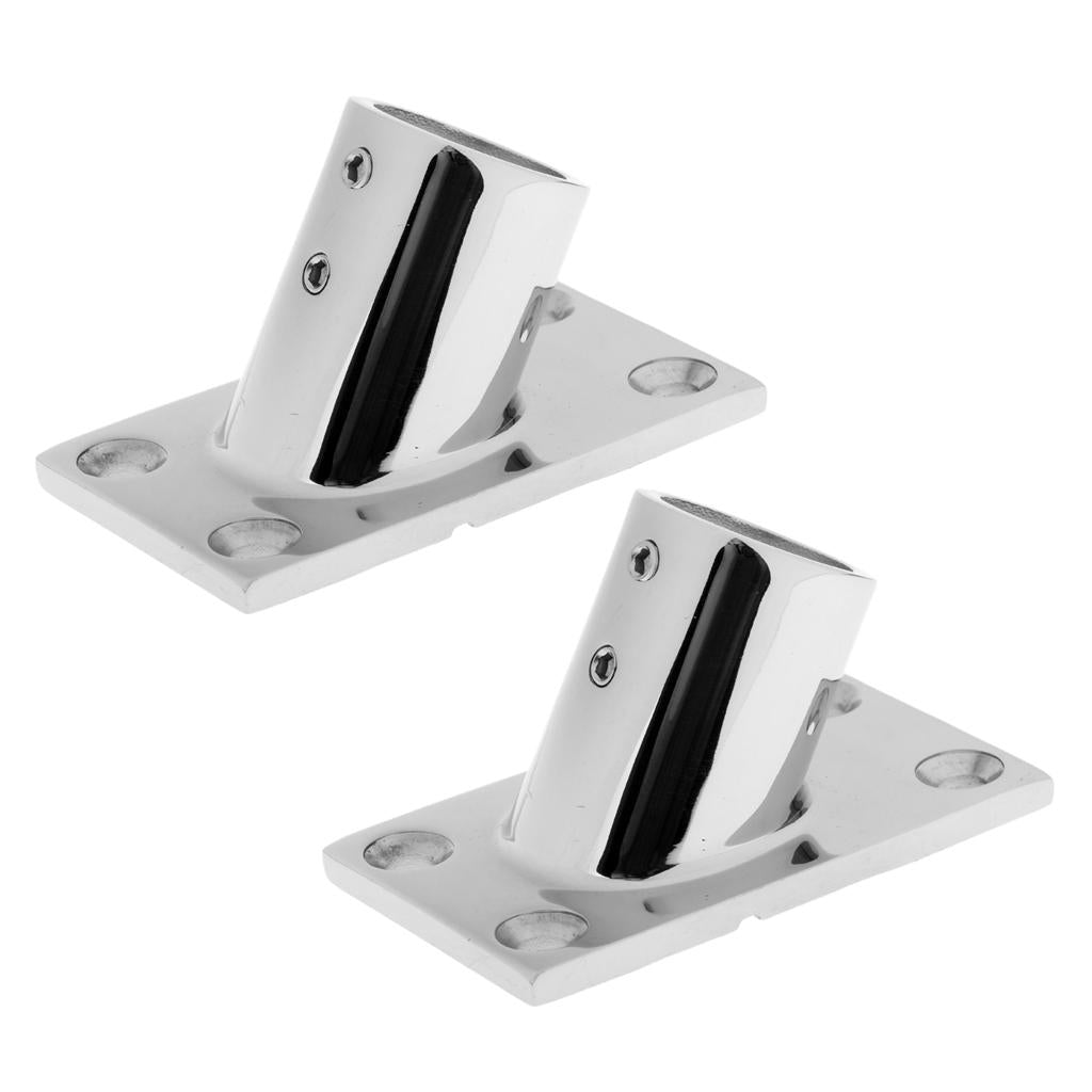 2 Pieces Stainless Steel Boat Deck Handrail Rectangle Base 60 Degree 22mm