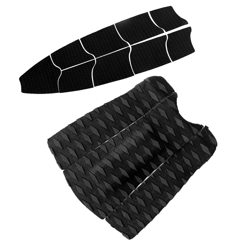 9 Pieces Black Surfboard Full Deck Traction Pad with 3 Pieces Tail Pad Grip