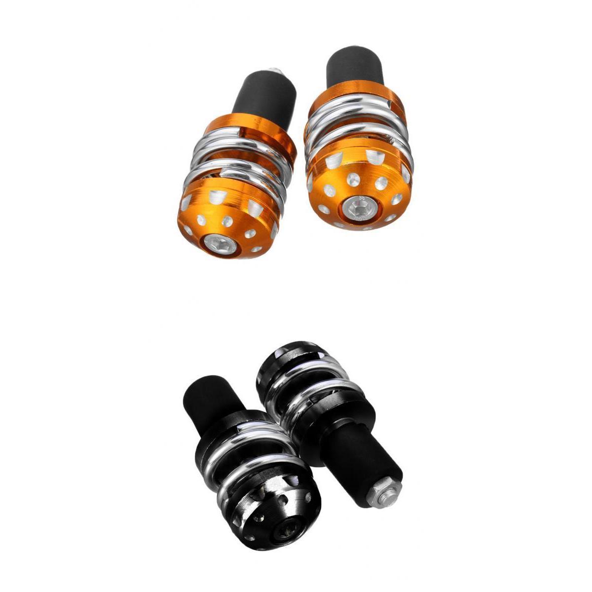 22mm Motorcycle Anti Vibration Handle Bar End Plug Grip End Cap Black&Gold