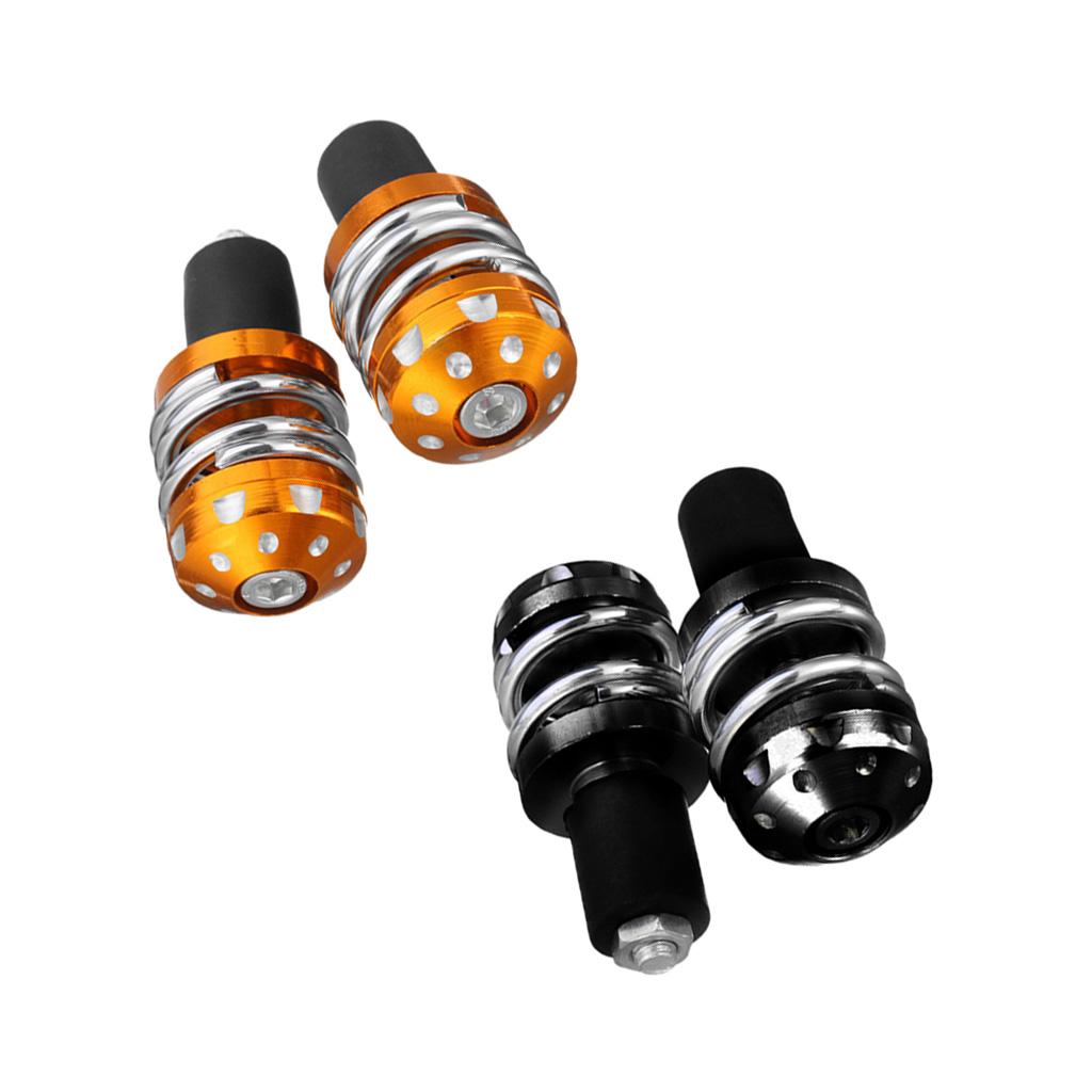 22mm Motorcycle Anti Vibration Handle Bar End Plug Grip End Cap Black&Gold
