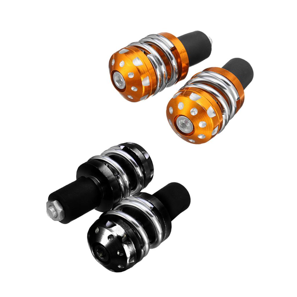 22mm Motorcycle Anti Vibration Handle Bar End Plug Grip End Cap Black&Gold