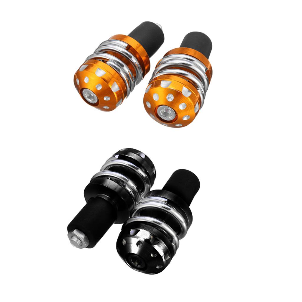 22mm Motorcycle Anti Vibration Handle Bar End Plug Grip End Cap Black&Gold