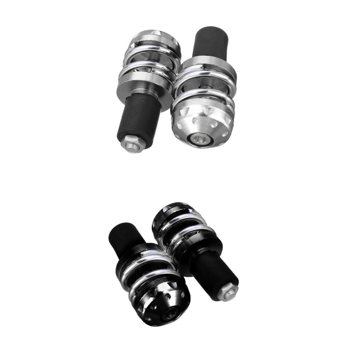 1 Motorcycle Anti Vibration Handle Bar End Plug Grip End Cap Black&Silver"