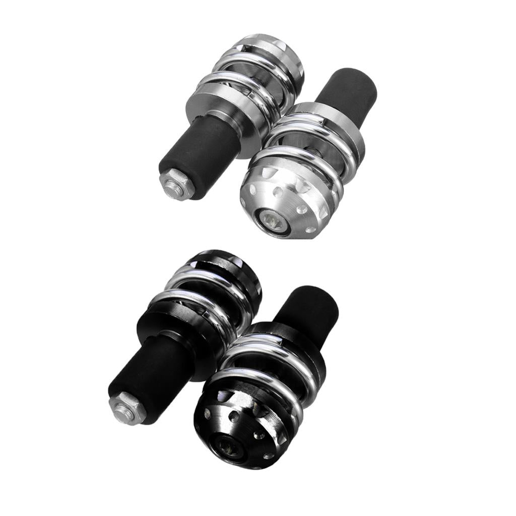 1 Motorcycle Anti Vibration Handle Bar End Plug Grip End Cap Black&Silver"
