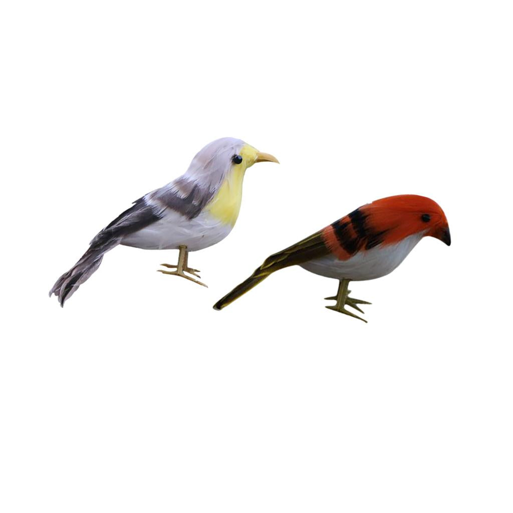 2Pc Artificial Bird Feathered Realistic Sparrow Home Garden Decor Ornament