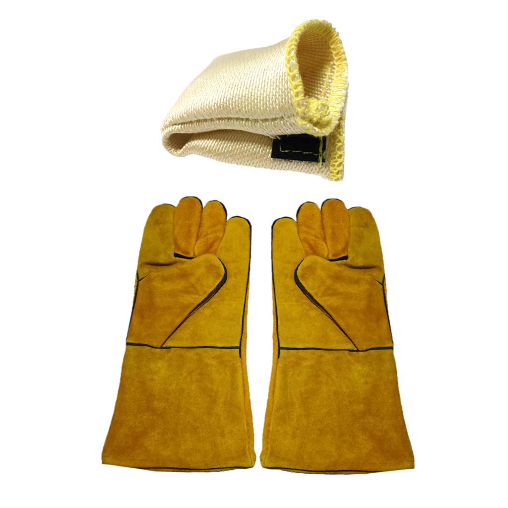 1 Pair Protective Welding Gloves Cover Fire Resistant with
