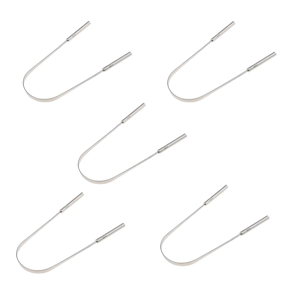 5pcs Stainless Tongue Cleaner Scraper Oral Hygiene Care Bad Breath Sweeper