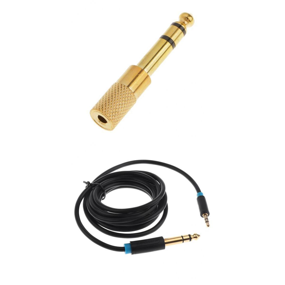 6.5 to 3.5 Adapter Plug Jack& 6.5/6.35mm to 3.5mm Aux Cable Male to Male