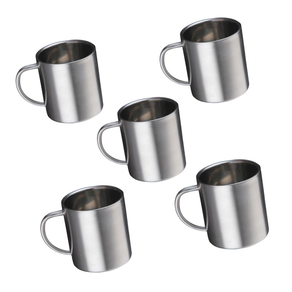 5pcs Stainless Steel Double Wall Insulated Mug Cup Coffee Beer Tea Mug 300ml