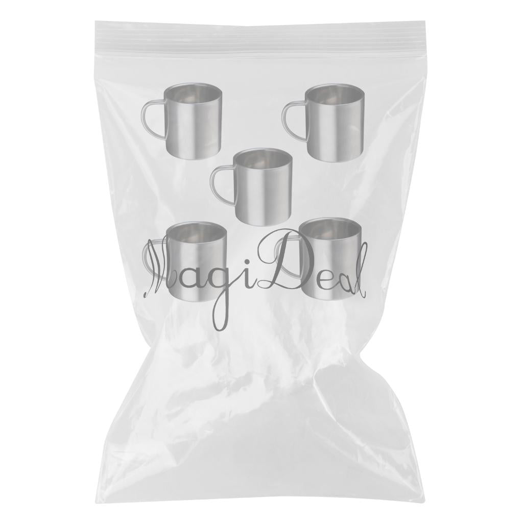 5pcs Stainless Steel Double Wall Insulated Mug Cup Coffee Beer Tea Mug 300ml