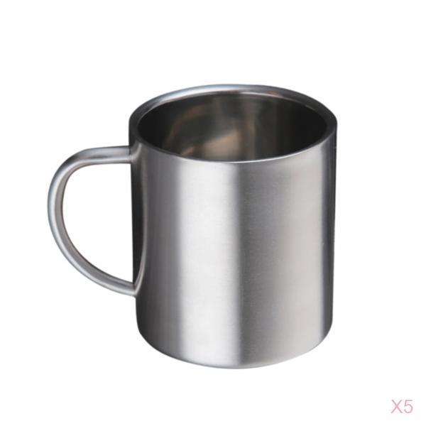 5pcs Stainless Steel Double Wall Insulated Mug Cup Coffee Beer Tea Mug 300ml